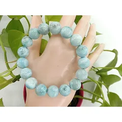 天然石 ブレスレット 三大ヒーリングストーン ラリマー12mm玉 内周18.7cm