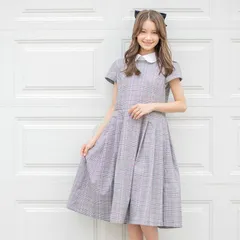 【グレー】チェック柄白襟フォーマルワンピース TAK キッズ キャサリンコテージ