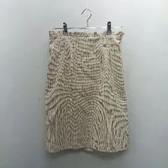 ◇ Θ MAJESTIC LEGON チェック柄 ウエストゴム 膝上 タイト スカート サイズM ベージュ系 レディース E  【1502030016468】