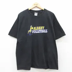 XL/古着 半袖 ビンテージ Tシャツ メンズ 00s オールバニ バレーボール 犬 大きいサイズ コットン クルーネック 黒 ブラック 25jul24 中古