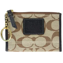【中古】 コーチ(Coach) シグネチャー キーリング キャンバス,レザー 小銭入れ・コインケース ブラウン 03FA248