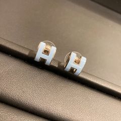 HERMES　エルメス　ポップ H　ポップアッシュ　Hモチーフ　ピアス　ブルー