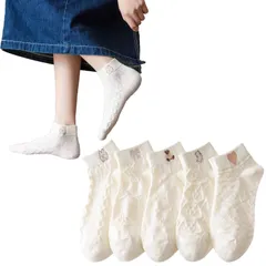 【人気商品】靴下 くるぶし 刺繍 おしゃれ かわいい [MonikaSun] レース 柄物靴下くつした 春夏用 綿 蒸れない靴下 脱げない スニーカーソックス まとめ買い レディース 22-25cm