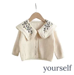 ベビー　カーディガン　80　90　春秋　刺繍　花柄　女の子　送料無料