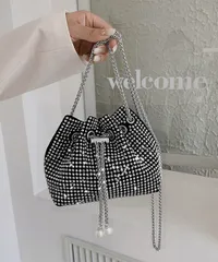 キラキラ 巾着バッグ チェーンミニバッグ