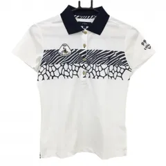 【美品】キャロウェイ 半袖ポロシャツ 白×ネイビー レディース M ゴルフウェア Callaway