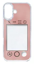 【新品未使用】iPhone16 アイフォン16 クリア ハードケース (ピンク) カメラアプリ風 フォトフレーム くすみカラー カバー スマホケース cl-ip16-414