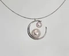 K18WG アコヤ真珠 チョーカーネックレス 45cm 1.63g 6mm-9mm