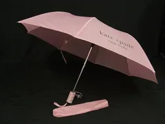 ■極美品■ kate spade ケイトスペード ワンタッチ式 2段折り 折りたたみ傘 折り畳み傘 高級傘 アンブレラ ピンク系 FC9950