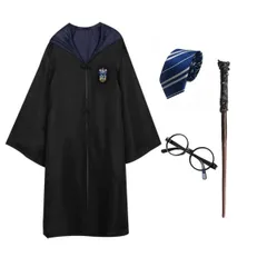 [COSSA]ハリポタ ハリー/ポッター ローブ 大人用 Lサイズ 魔法 ハロウイーン コスプレ 衣装 セットコスチューム 男女共用 cosplay 誕生日 プレゼントコスチューム ハロウイーン パーティー 変装 仮装 男女共用 文化祭 漫遊展 4点セット