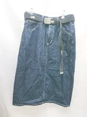 ◇ ◎ earth music&ecology Leeコラボ、後ろスリット、デニム ひざ丈 ストレート スカート サイズM ブルー レディース E  【1302060023920】