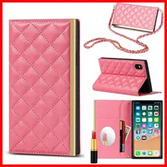 Xs Max ケース手帳型 携帯カバー PUレザー 肩掛け首かけ斜めがけ ストラップ付き iPhone 女性可愛い 化粧鏡付き suica ICカードホルダー 財布型カバー 手持ち縄掛け Pelanty スタンド機能 耐衝撃性 落下保護 多機能 アイフォンXS