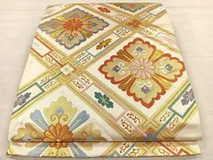 平和屋着物◎六通柄袋帯　唐織　天井草花文　金糸　正絹　逸品　CAAL2413ua