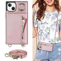 iPhone 13 mini 5.4（2021）スマホ 携帯 用 ケース 背面ポケット付き ミラー付き 携帯ストラップ 肩掛け 斜めがけ iPhone 13 mini スマホケース 肩掛け 首かけ 斜めがけ ショルダー 女性 クロスボディショルダーストラップ