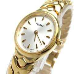 ティソ オーバル レディース ゴールド シルバー文字盤 328.S826 時計 TISSOT クォーツ QZ 婦人 稼動品