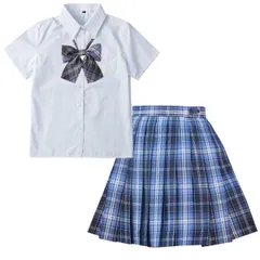 【人気商品】セット JKコスプレ 3点セット 制服 制服 スカート ミニ プリーツスカート ハロウィンコスチューム コスプレ 写真撮影 パーティー衣装 [SYRHSYB] JKスカート 半袖 角襟 白いシャツ リボン スクールスカート