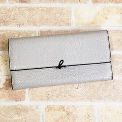 美品✨ アニエスベー 長財布 グレージュ レザー 金具ロゴ - メルカリ