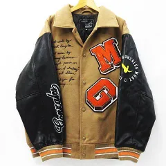 Mark Gonzales マークゴンザレス デイジー 中綿 刺繍 ワッペン スタジャン ジャケット ブルゾン ベージュ ブラック フラワー刺繍 メンズ M 2H5-62921 M0001-0911④