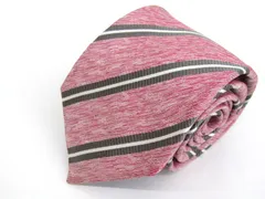 ヒルトン ブランドネクタイ ストライプ柄 シルク イタリア製 メンズ ピンク HILTON 【中古】