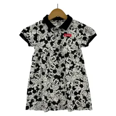 X-girl エックスガール ×Disney ミッキー総柄 ワンピース size5T(110cm)/ホワイト×ブラック
