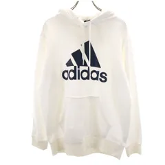 adidas アディダス 長袖 パーカー L 白 プルオーバー メンズ 古着