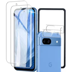 zbseeky Google Pixel 8A 用 ガラスフィルム【2枚フィルム+2枚レンズ保護+ガイド枠付き】指紋認証対応 日本旭硝子AGC素材 グーグルピクセル8a 用 強化ガラス 6.1インチ 保護フィルム 気泡防止 貼り付け簡単 指紋防止 撥油撥水 硬