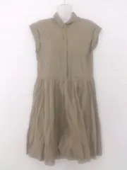 ◇ URBAN RESEARCH ROSSO 胸ポケット フレンチスリーブ 膝丈 ワンピース サイズF ダークベージュ系 レディース E  【1305160028987】