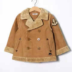 ミキハウス ピーコート コーデュロイ アウター ダブルビー キッズ 男の子用 100サイズ ブラウン MIKIHOUSE 【中古】