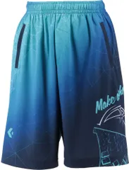 コンバース CONVERSE バスケット ジュニアプラクティスパンツ ポケット付き 短パン ハーフパンツ 昇華プリント 吸汗 速乾 バスケ ミニバス 部活 トレーニング 練習 新入部員 キッズ 子供  CB431851 2900 ネイビー