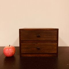 昭和レトロ　ラワン材の小引出し　引出し2杯　小物入れ　／古家具