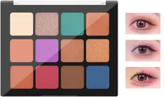 LionWell メイクパレット 多色 アイシャドウパレット 12色 パール配合グリッター シマー ラメ ツヤ効果 立体感あり 滑らか密着感 崩れない マット仕上がり チークハイライト機能 マルチメイクパレット アイメイク デカ目きらきら