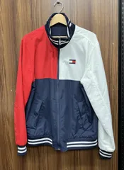 TOMMY HILFIGER 78D4888 ナイロンジャケット ブルゾン トミーヒルフィガー リバーシブル ネイビー／ネイビー×レッド×ホワイト Mサイズ