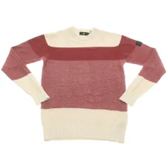 【中古】ジースターロウ G-STAR RAW コットン クルーネック プルオーバーニット アイボリーxレッド系【サイズXS】【メンズ】