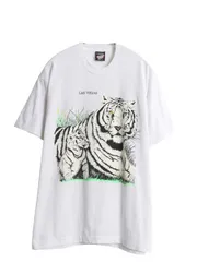 【お得なクーポン配布中!】 90s USA製 ホワイト タイガー アート イラスト プリント Tシャツ メンズ レディース XL オールド アニマル ヘビーウェイト 大きいサイズ 白
