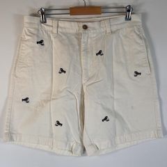 古着 ジェイクルー J.CREW ショートパンツ 半ズボン 短パン ハーフパンツ ザリガニ ロブスター w34  ホワイト 総柄 メンズ