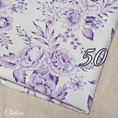 55×100cm　PU　薔薇　トワルドジュイ　オックス 生地　紫　 国産　綿100％／　花柄　洋裁　日本製　バラ柄　白　アンティーク柄　ホワイト