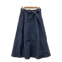 BURBERRY BLUE LABEL / バーバリーブルーレーベル | ノバチェックベルテッド サイドジップ デニム スカート | 38 | インディゴ | レディース