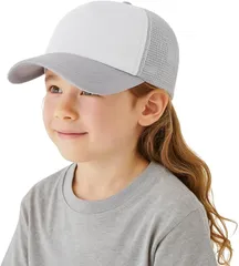 Capprecier キッズ メッシュキャップ 帽子 子供用 男の子 女の子 UVカット 通気性 調整可能 軽量 夏 運動会 通園 通学 スポーツ おしゃれ(グレー,  56.0 cm)