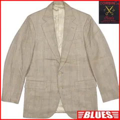 CORBIN コルビン テーラードジャケット M ヘリンボーン 麻 チェック 古着 リネン USA製 アメリカ製 メンズ ベージュ ヴィンテージ テーラードジャケット_サイズM一覧←SEULB屋着古← HS320