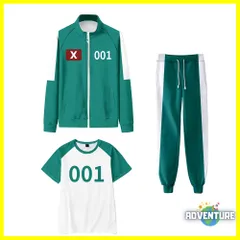 イカゲーム ジャージ 緑グリーン ギフン 子供コスプレ 3点セット キッズ100 110 120 130 140 150 160着ぐるみ ゲーム 映画  ハロウィン仮装 コスチューム衣装 韓国 男の子30