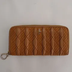 コールハーン COLE HAAN キルティング 本革 長財布 ブラウン系 札入れ 小銭入れ有り ラウンドファスナー財布 レザー ロゴ金具 カード コインケース ファスナー