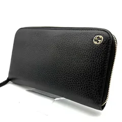 【 美品 】GUCCI　グッチ　インターロッキングG　ラウンドファスナー　長財布　ブラック