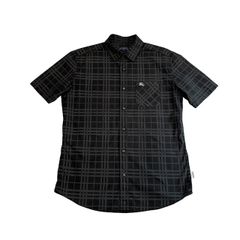 中古 バーバリーブルーレーベル BURBERRY BLUELABEL 半袖シャツ クリーニング済み 黒 チェック総柄 メンズ Lサイズ