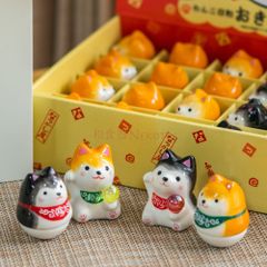 4点セット 薬師窯わんこ日和おきあがり+玉もち柴犬  /可愛い  商売繁盛  風水　置物 夏インテリア招福置物 和の縁起物 ギフト お祝い 贈り物 プレゼント
