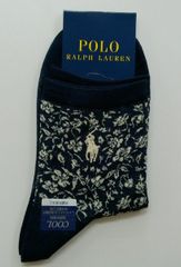 POLO RALPH LAUREN ポロ ラルフ ローレン ソックス くつ下 22～24cm ネイビー 総柄 未使用 0521 bhndu a202h0507