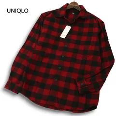 【新品 22AW】 UNIQLO ユニクロ 秋冬 長袖 フランネル★ チェック シャツ Sz.M メンズ 未使用