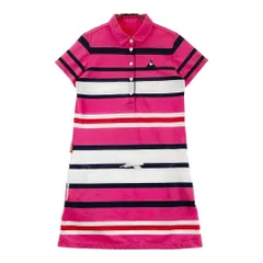 サイズ：L LE COQ GOLF ルコックゴルフ  半袖ワンピース ボーダー柄 ピンク系 [240101370924] ゴルフウェア レディース ストスト