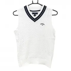 ★SALE価格★【超美品】キャロウェイ ニットベスト 白×ネイビー ケーブル編み コットン混 レディース M ゴルフウェア 2023年モデル Callaway