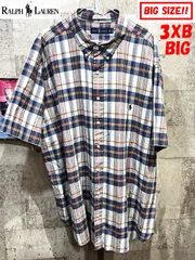 ビッグサイズ 3XB ラルフローレン マドラスチェック 半袖 ボタンダウンシャツ メンズ BIG POLO RALPH LAUREN ポロ