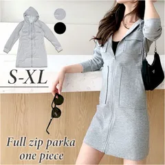 ☆ XLサイズ ☆ フルジップパーカーワンピース  フルジップ パーカーワンピース ミニ レディース ミニワンピ ミニワンピース タイトワンピース タイトワンピ フルジップワンピース ワンピース ワンピ パーカー ショット丈 タイト ジップアップ ポケット